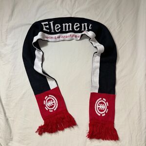 Element Skateboard Red Black Scarf Fringe End Knit Winter Casual Streetwear Snow